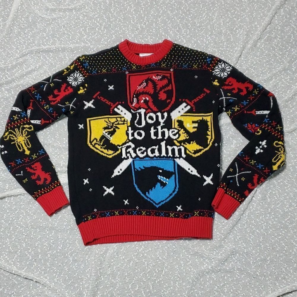 𝅺GAME of Thrones  Black Joy to the Realm Holiday Ugly Christmas Sweater SMALL